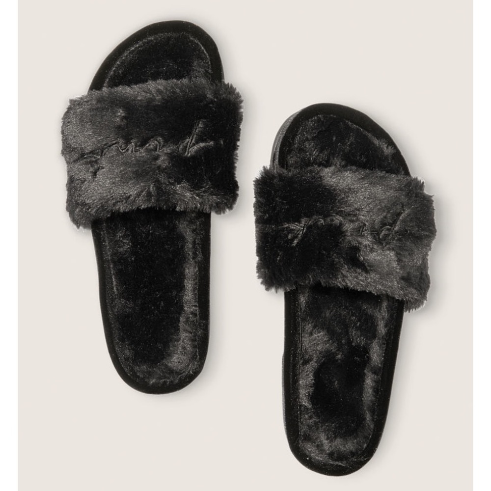 !!SOLD!!PINK• faux fur slide